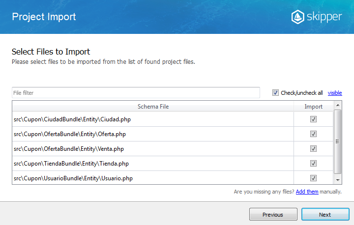 Skipper project import